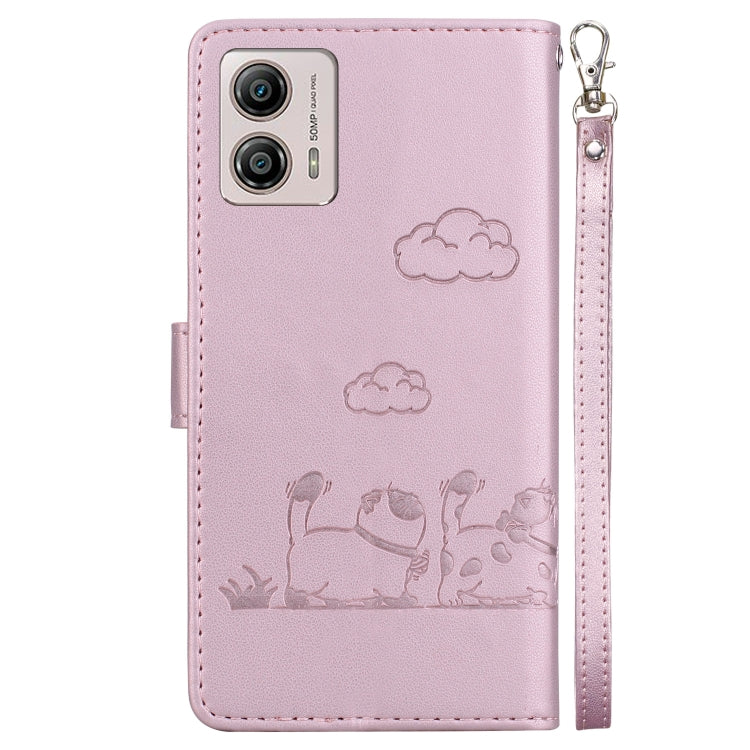 For Motorola Moto G13 / G23 / G53 Cute Cats RFID Leather Phone Case