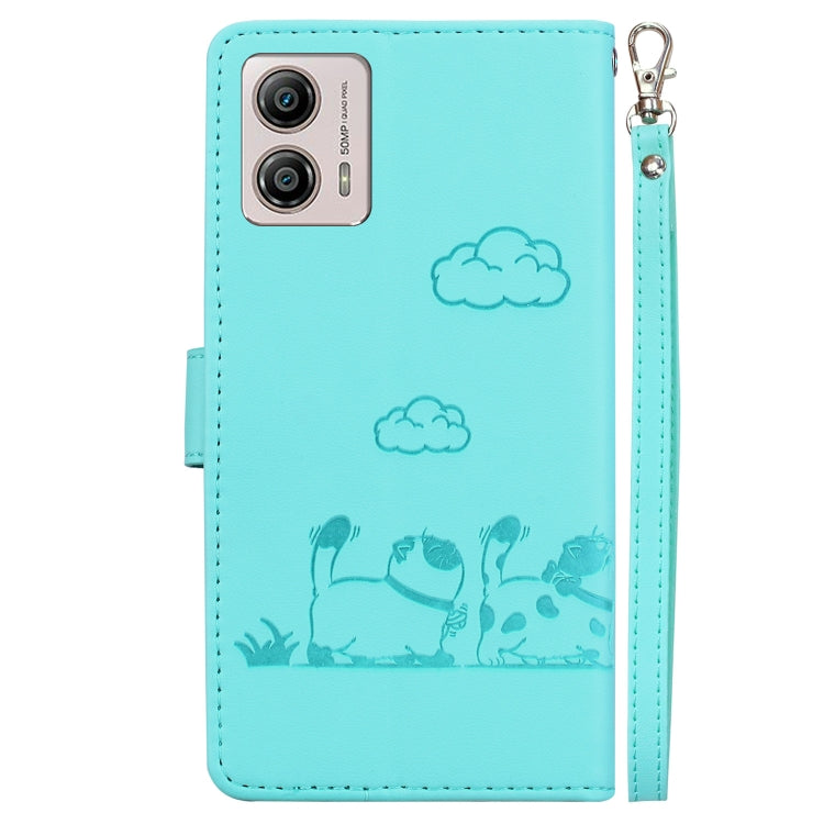 For Motorola Moto G13 / G23 / G53 Cute Cats RFID Leather Phone Case