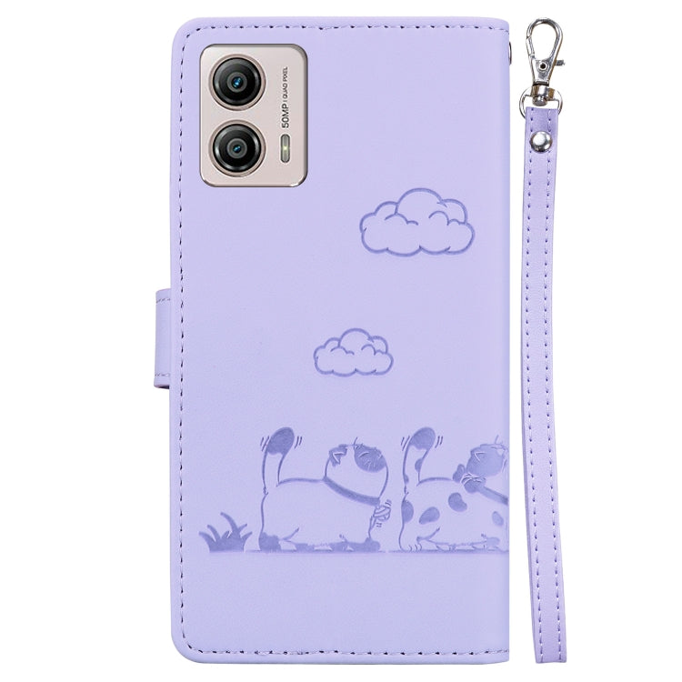 For Motorola Moto G13 / G23 / G53 Cute Cats RFID Leather Phone Case
