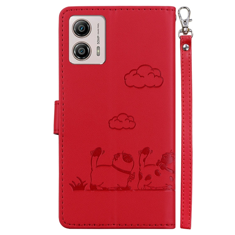 For Motorola Moto G13 / G23 / G53 Cute Cats RFID Leather Phone Case