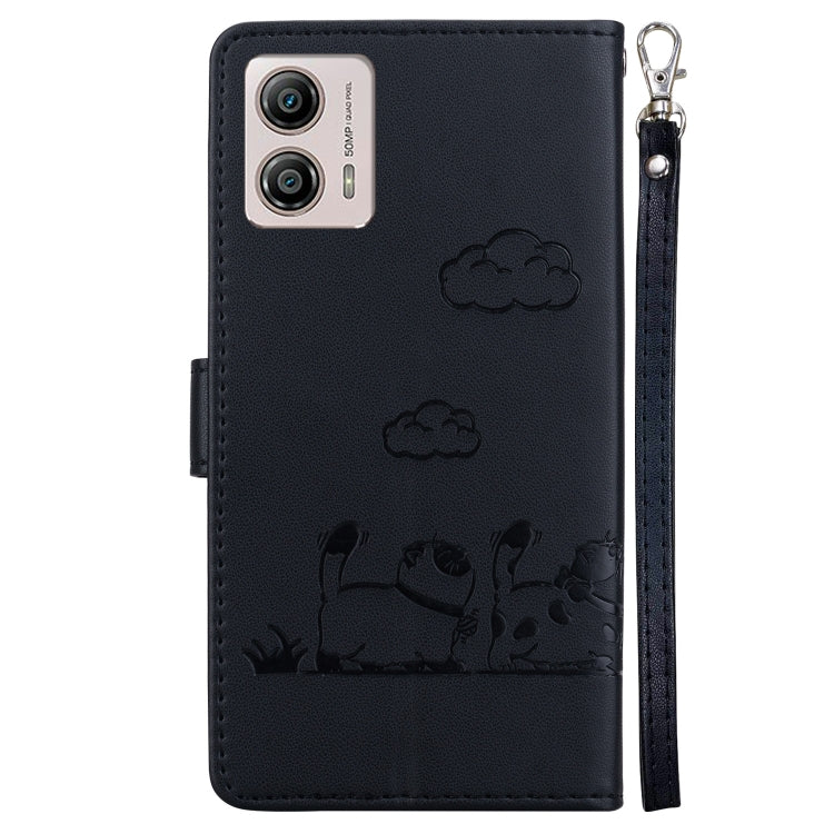 For Motorola Moto G13 / G23 / G53 Cute Cats RFID Leather Phone Case