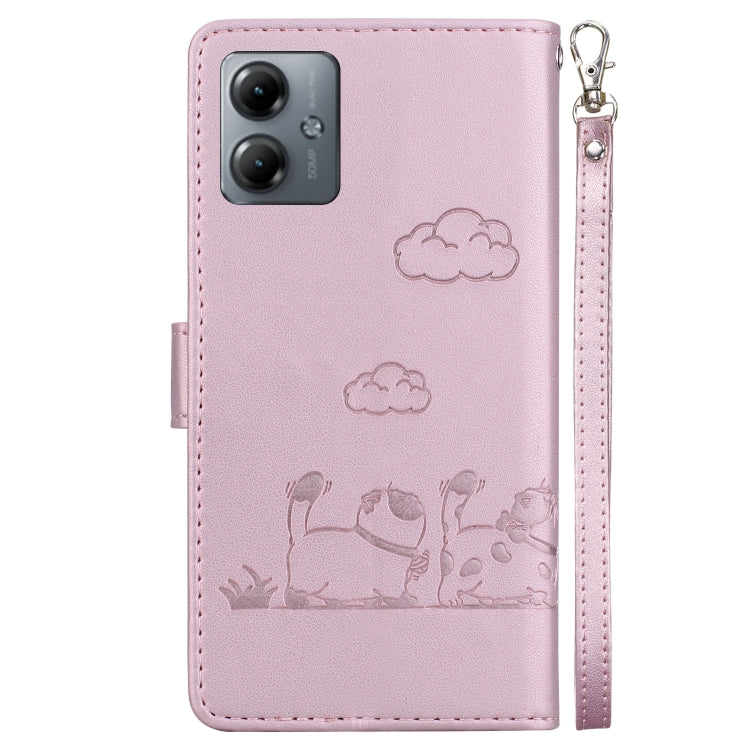 For Motorola Moto G14 Cute Cats RFID Leather Phone Case