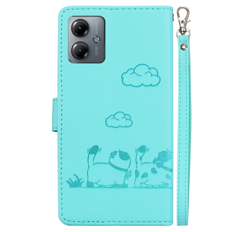 For Motorola Moto G14 Cute Cats RFID Leather Phone Case