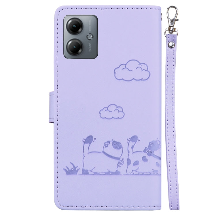 For Motorola Moto G14 Cute Cats RFID Leather Phone Case