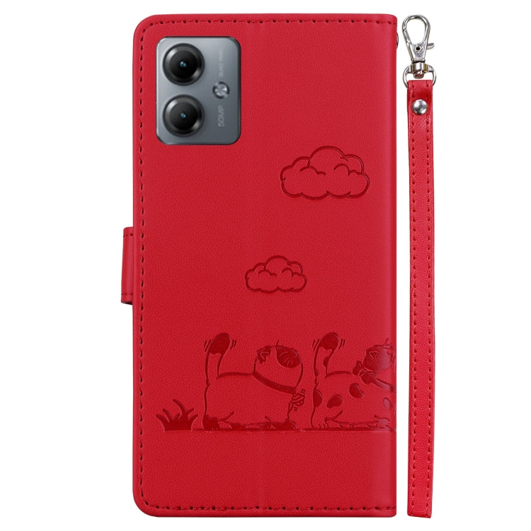 For Motorola Moto G14 Cute Cats RFID Leather Phone Case
