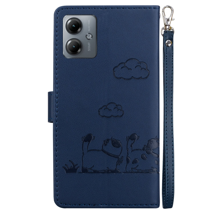 For Motorola Moto G14 Cute Cats RFID Leather Phone Case