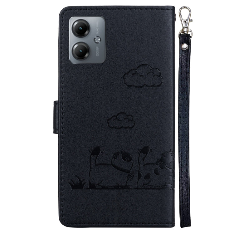 For Motorola Moto G14 Cute Cats RFID Leather Phone Case