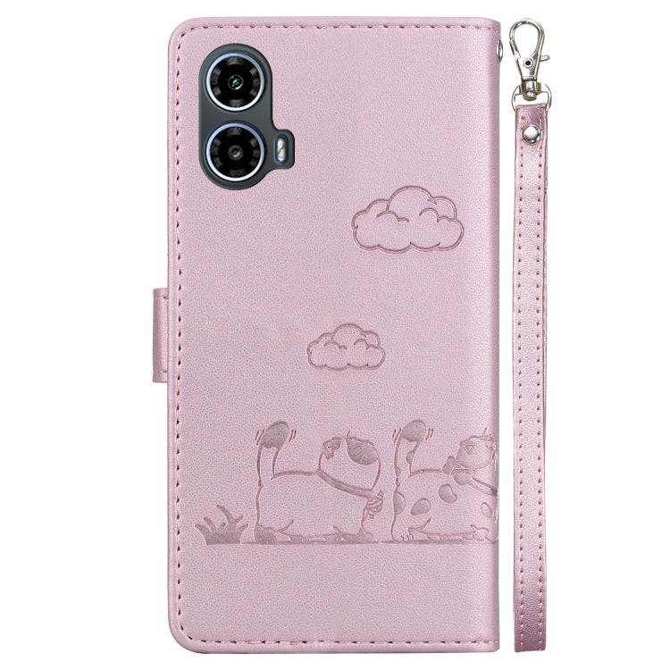 For Motorola Moto G34 5G Cute Cats RFID Leather Phone Case