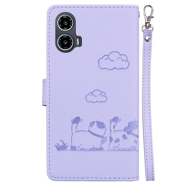 For Motorola Moto G34 5G Cute Cats RFID Leather Phone Case