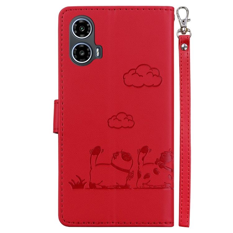 For Motorola Moto G34 5G Cute Cats RFID Leather Phone Case