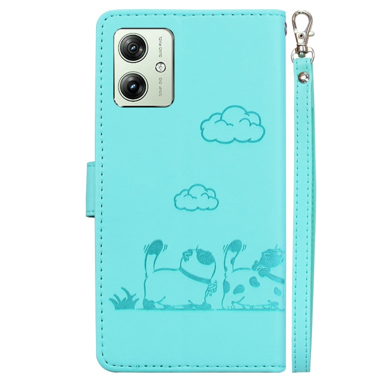 For Motorola Moto G54 Cute Cats RFID Leather Phone Case