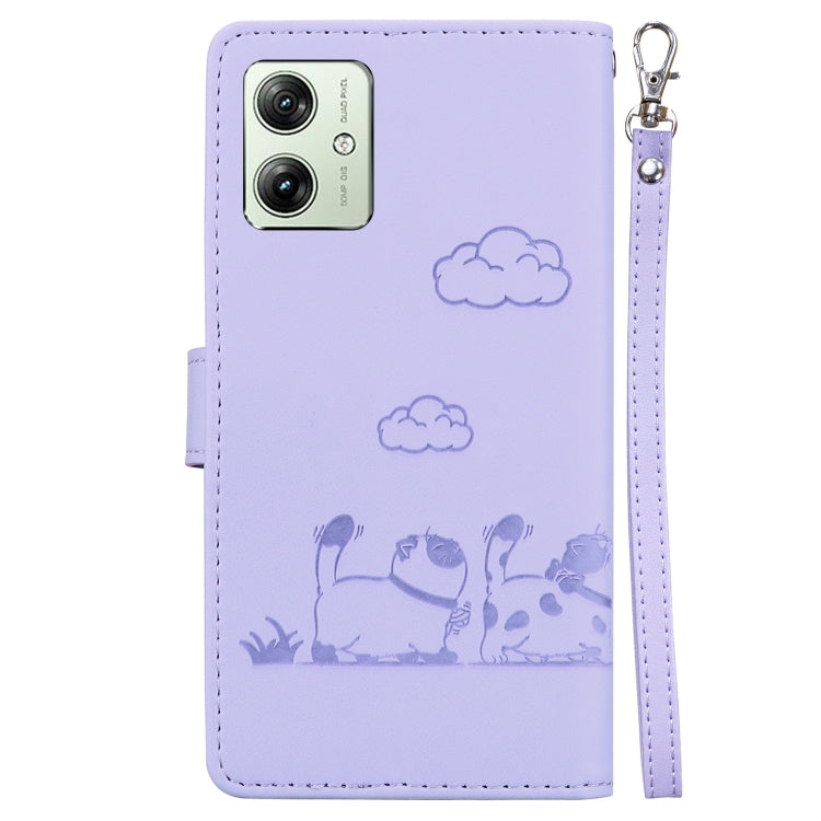 For Motorola Moto G54 Cute Cats RFID Leather Phone Case
