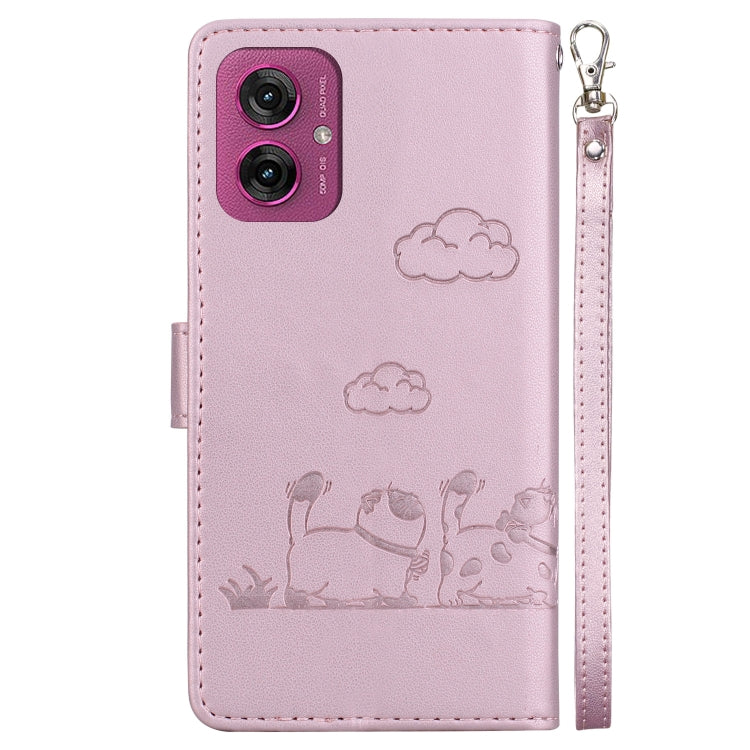 For Motorola Moto G55 Cute Cats RFID Leather Phone Case