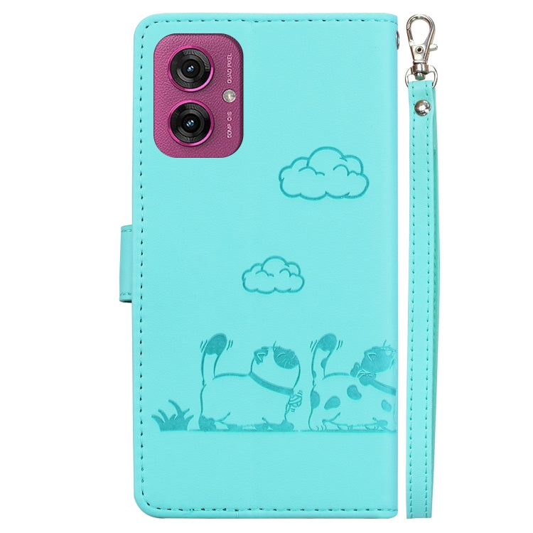 For Motorola Moto G55 Cute Cats RFID Leather Phone Case