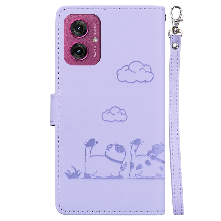 For Motorola Moto G55 Cute Cats RFID Leather Phone Case