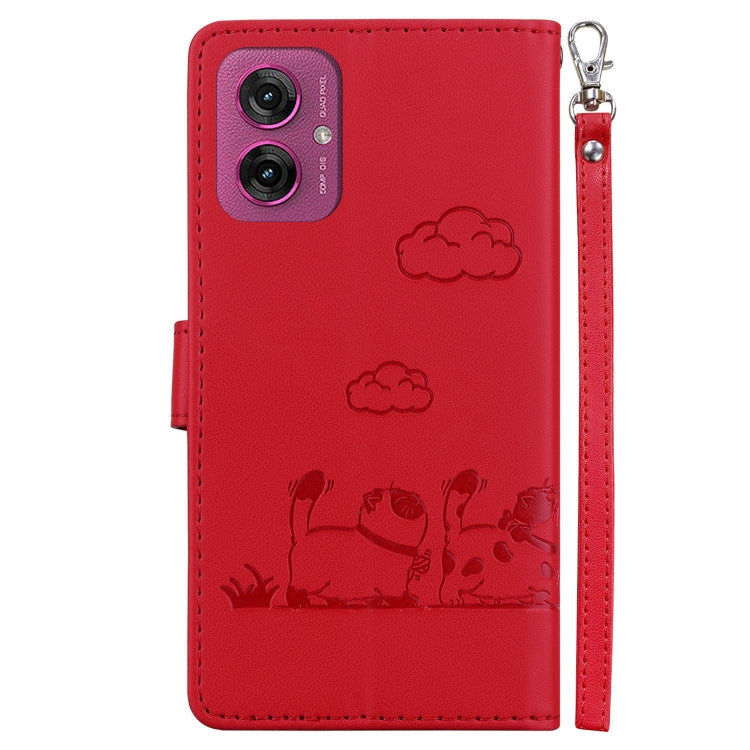 For Motorola Moto G55 Cute Cats RFID Leather Phone Case