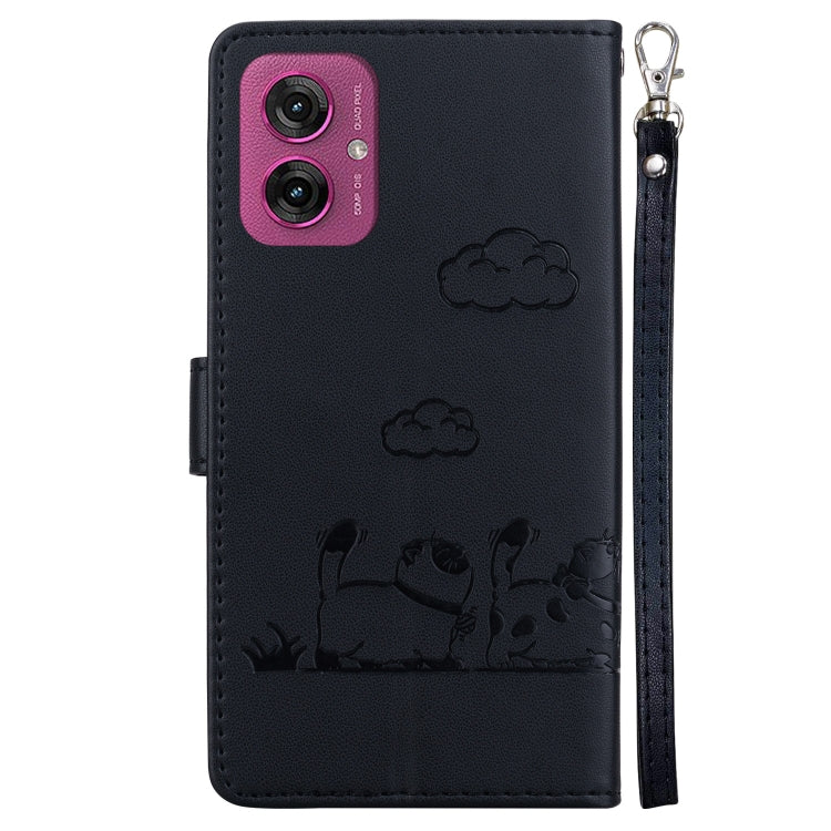 For Motorola Moto G55 Cute Cats RFID Leather Phone Case