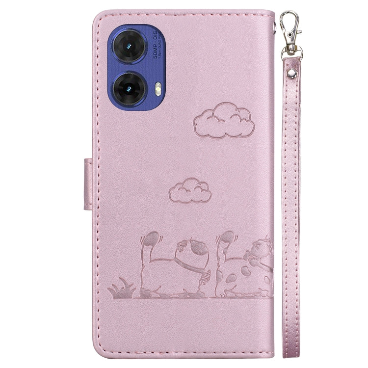 For Motorola Moto G85 Cute Cats RFID Leather Phone Case