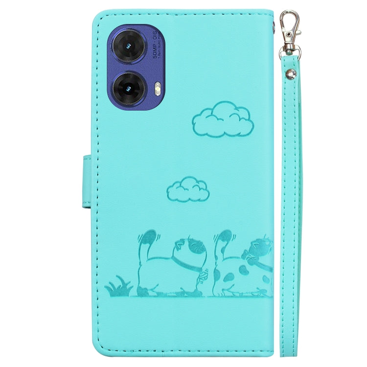 For Motorola Moto G85 Cute Cats RFID Leather Phone Case