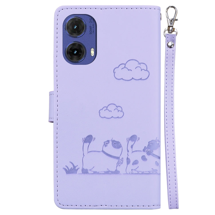 For Motorola Moto G85 Cute Cats RFID Leather Phone Case