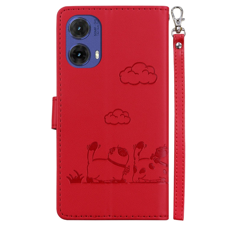 For Motorola Moto G85 Cute Cats RFID Leather Phone Case