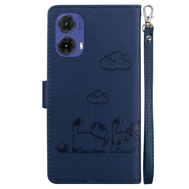 For Motorola Moto G85 Cute Cats RFID Leather Phone Case