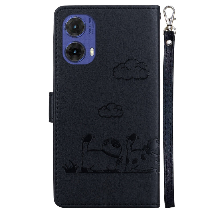 For Motorola Moto G85 Cute Cats RFID Leather Phone Case