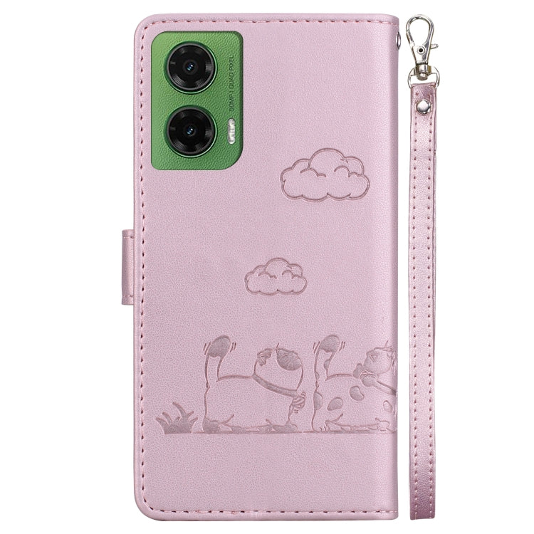For Motorola Moto G35 Cute Cats RFID Leather Phone Case