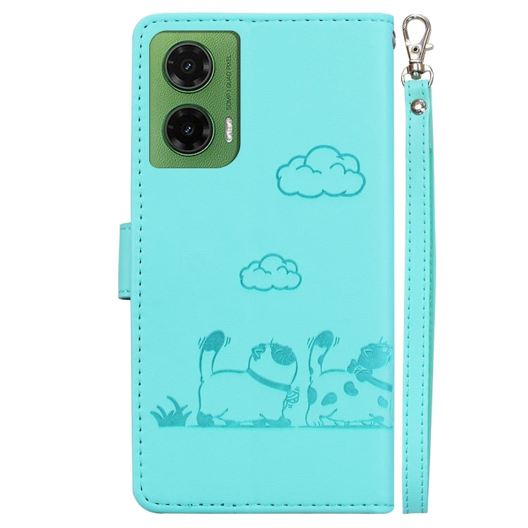 For Motorola Moto G35 Cute Cats RFID Leather Phone Case