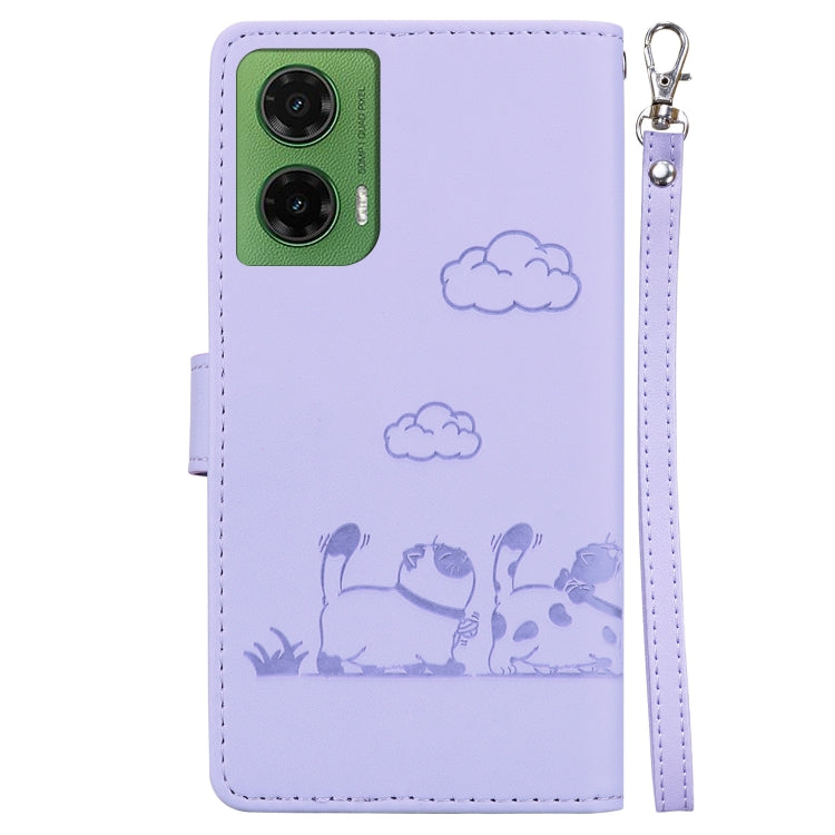 For Motorola Moto G35 Cute Cats RFID Leather Phone Case