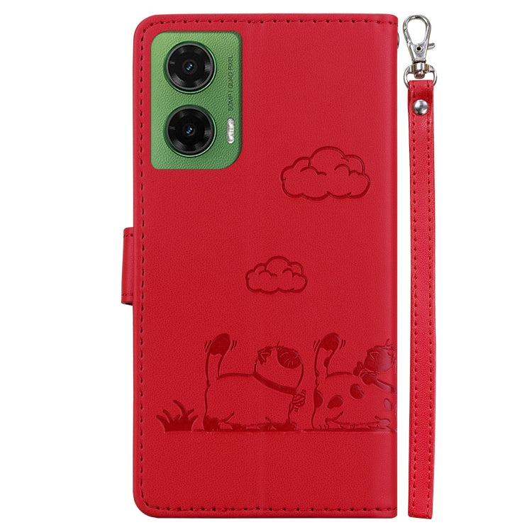 For Motorola Moto G35 Cute Cats RFID Leather Phone Case