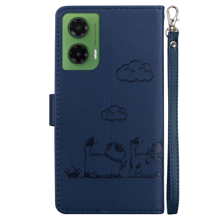 For Motorola Moto G35 Cute Cats RFID Leather Phone Case