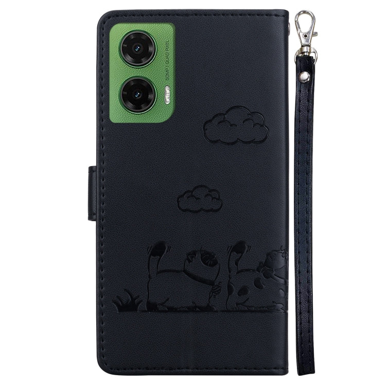 For Motorola Moto G35 Cute Cats RFID Leather Phone Case