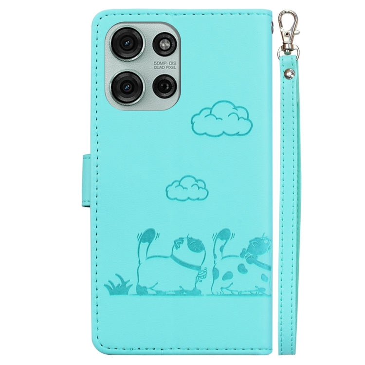 For Motorola Moto G75 5G Cute Cats RFID Leather Phone Case