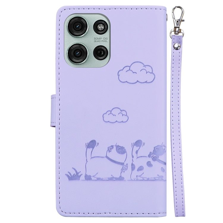 For Motorola Moto G75 5G Cute Cats RFID Leather Phone Case