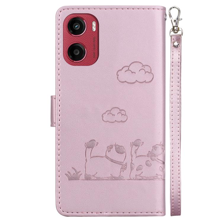 For Motorola Moto G05 / E15 Cute Cats RFID Leather Phone Case