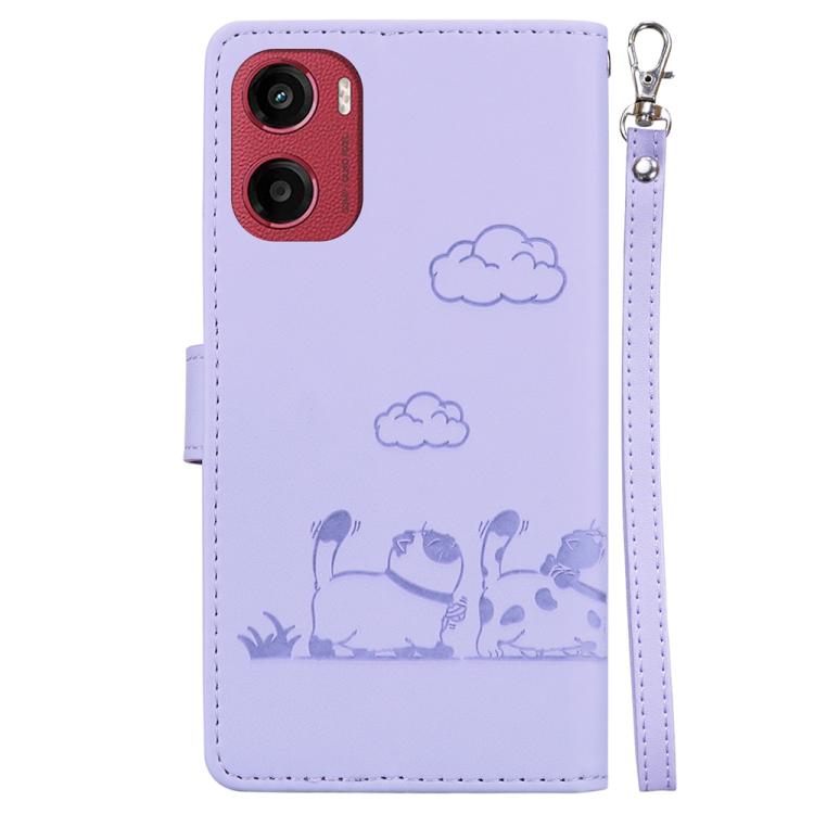 For Motorola Moto G05 / E15 Cute Cats RFID Leather Phone Case
