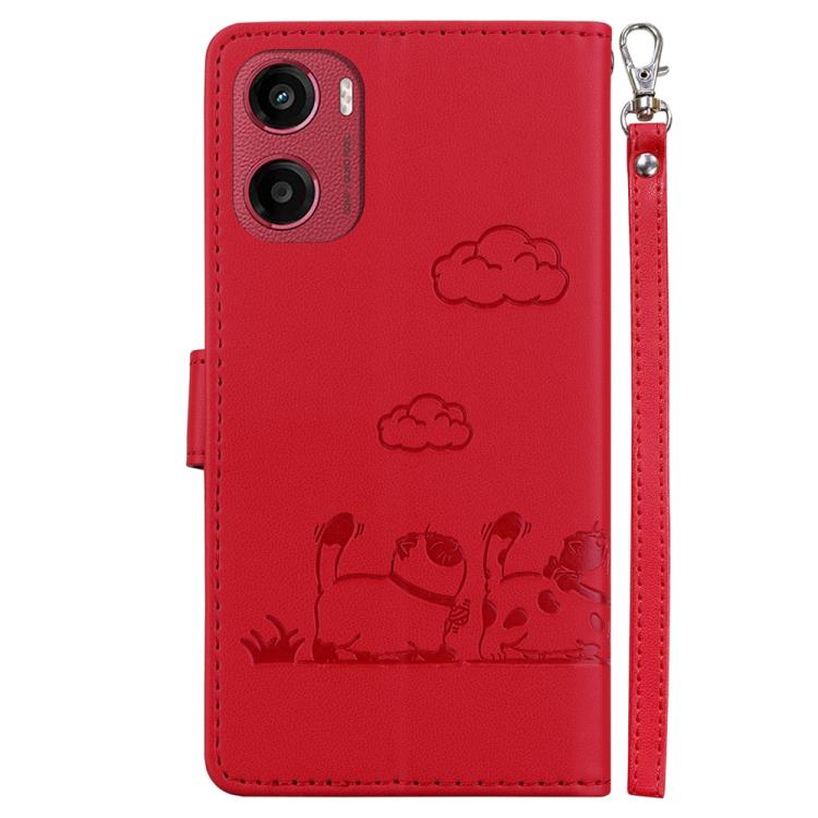 For Motorola Moto G05 / E15 Cute Cats RFID Leather Phone Case