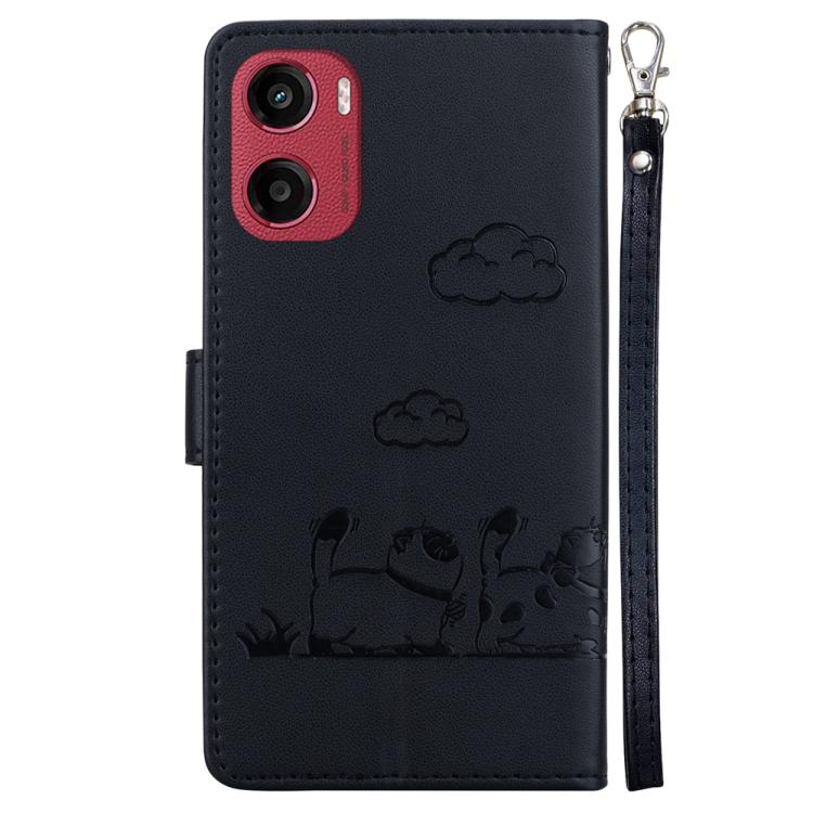 For Motorola Moto G05 / E15 Cute Cats RFID Leather Phone Case
