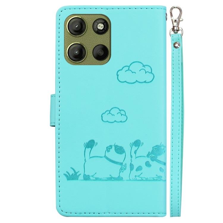 For Motorola Moto G15 Cute Cats RFID Leather Phone Case