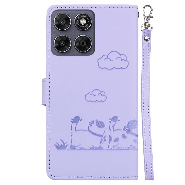 For Motorola Moto G67 5G / Moto G77 5G Cute Cats RFID Leather Phone Case