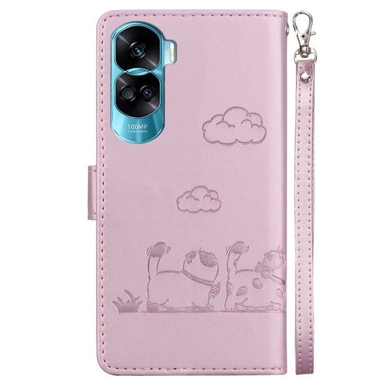For Honor 90 Lite Cute Cats RFID Leather Phone Case
