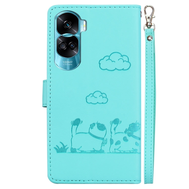 For Honor 90 Lite Cute Cats RFID Leather Phone Case