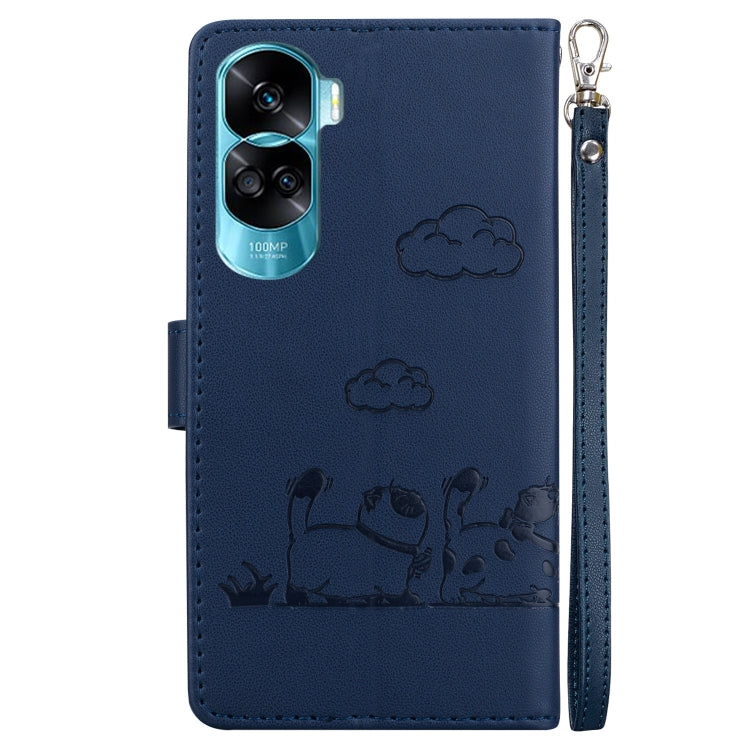 For Honor 90 Lite Cute Cats RFID Leather Phone Case
