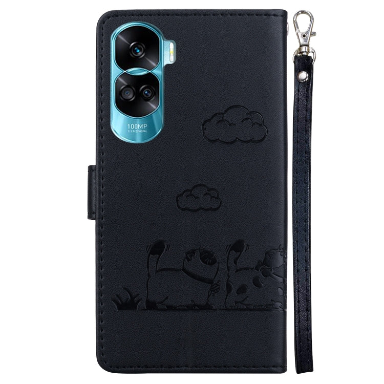 For Honor 90 Lite Cute Cats RFID Leather Phone Case