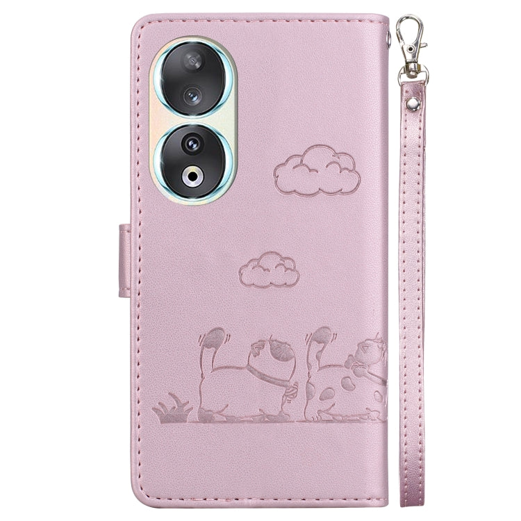 For Honor 90 Cute Cats RFID Leather Phone Case