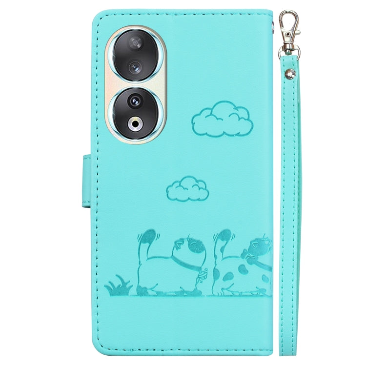 For Honor 90 Cute Cats RFID Leather Phone Case