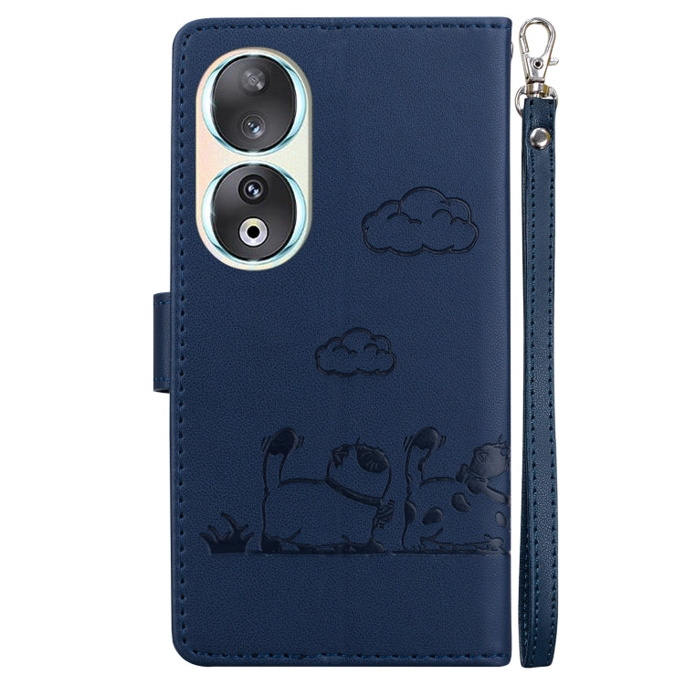 For Honor 90 Cute Cats RFID Leather Phone Case