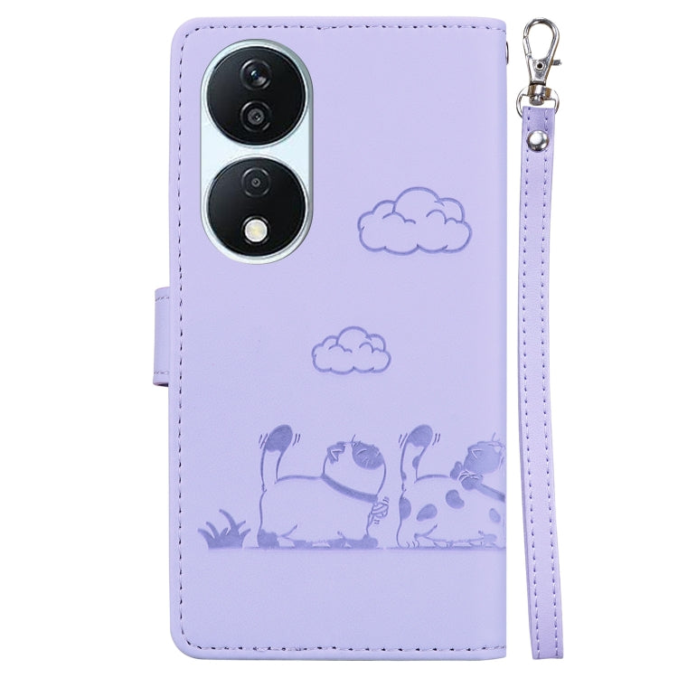For Honor X7b / Play 50 Plus Cute Cats RFID Leather Phone Case