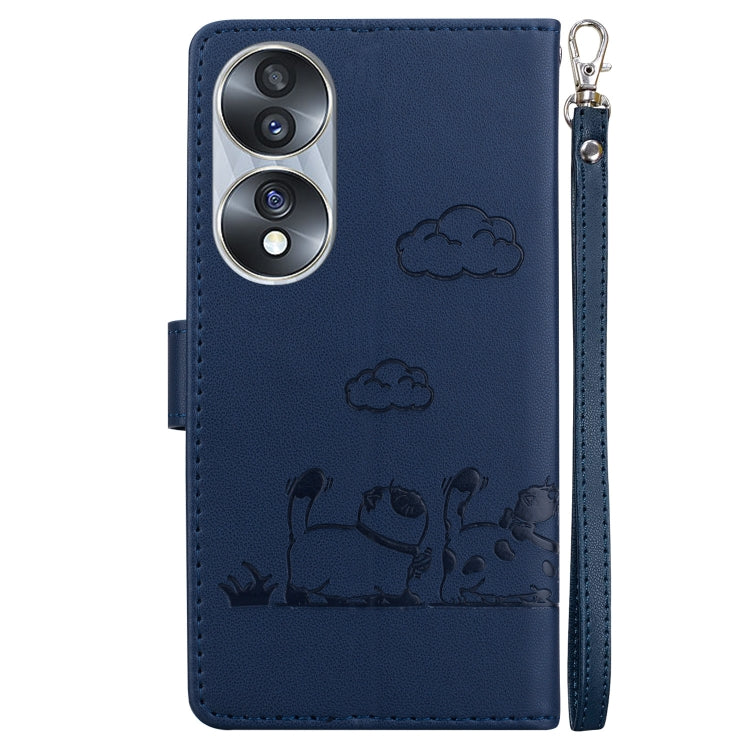 For Honor 70 Cute Cats RFID Leather Phone Case